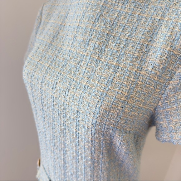 Elegant Blue Tweed Women's Dress Size Small - Picture 8 of 12